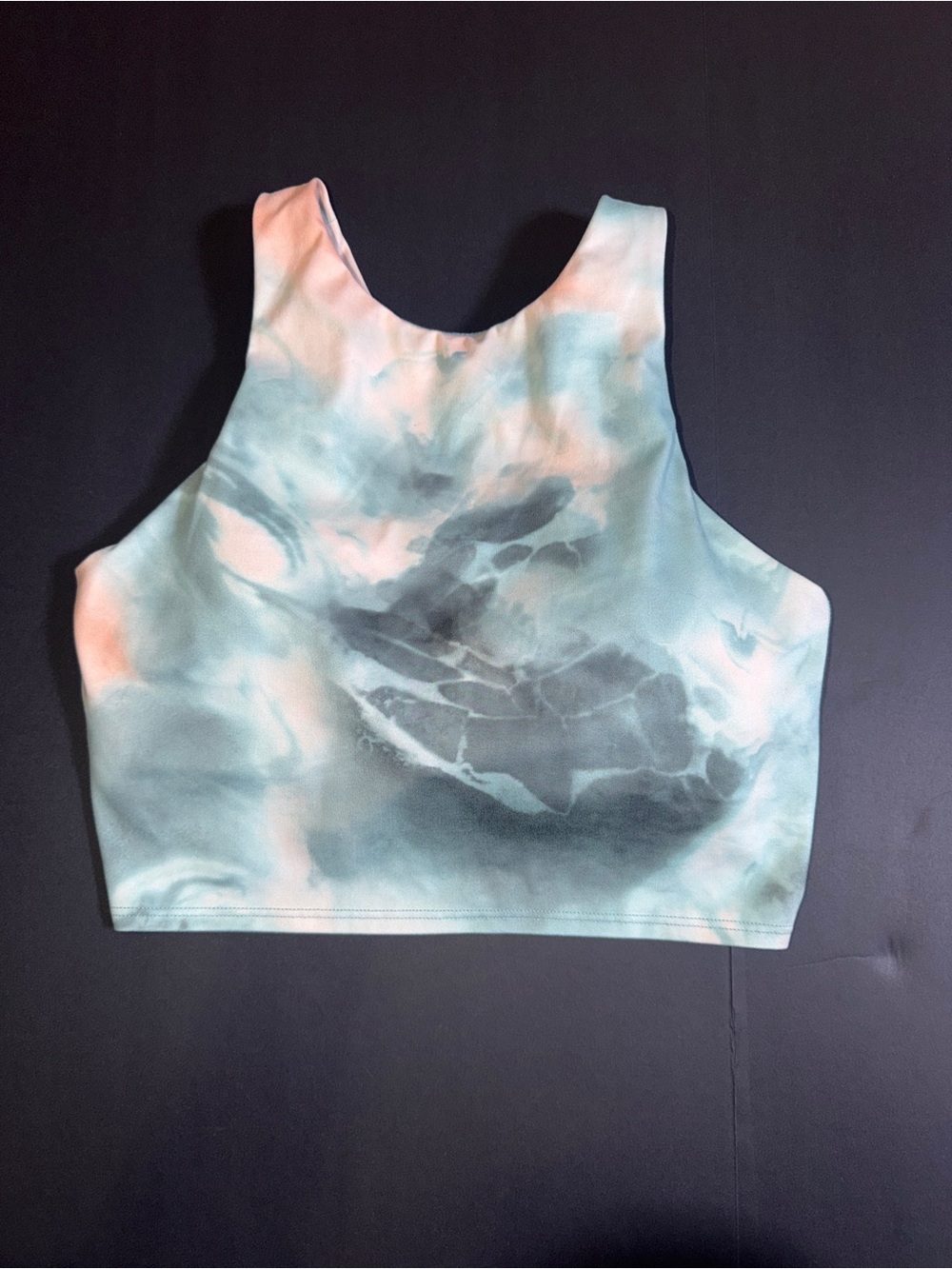 Athleta high-Neck Tie-Dye Bra- Teal & Peach